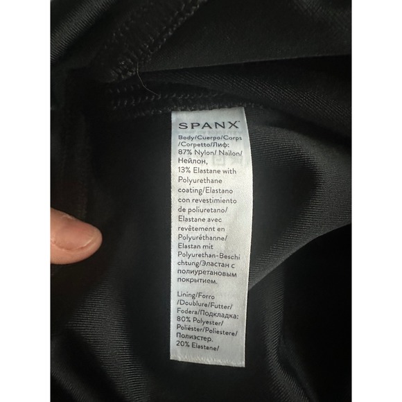 SPANX Faux Leather Moto Leggings Petite Size S P Black Pants Womens - Picture 6 of 6